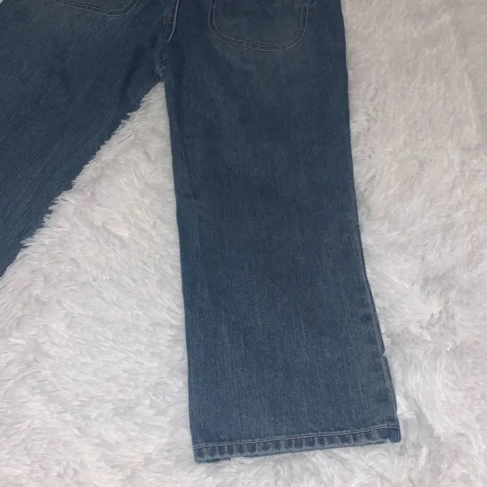 Vintage OSHKOSH Floral Embroidered Denim Jeans Girl12 Blue‎ Cropped
